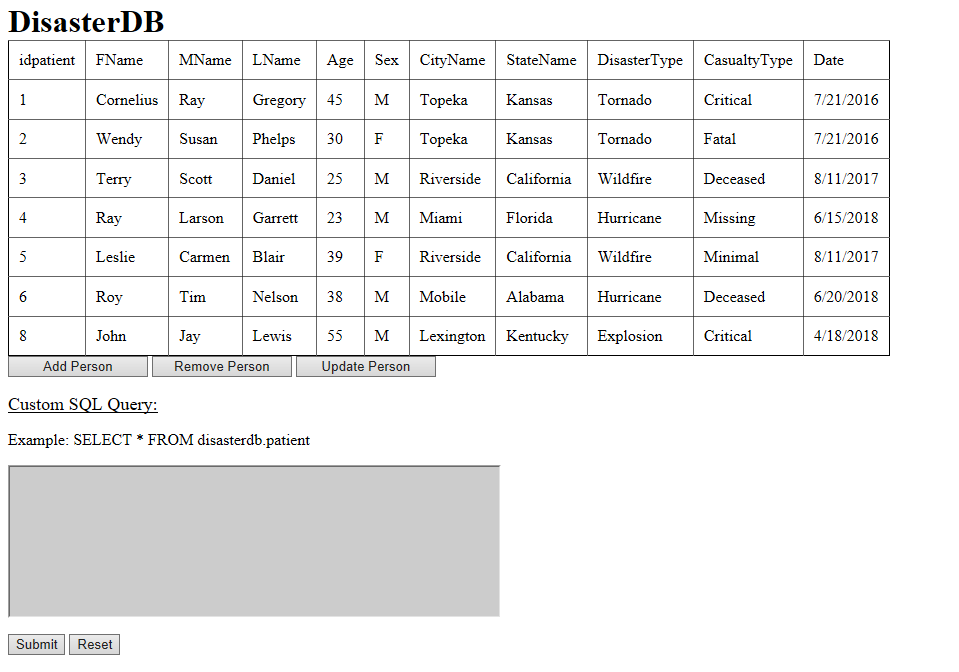 Image of interface with the new patient addition