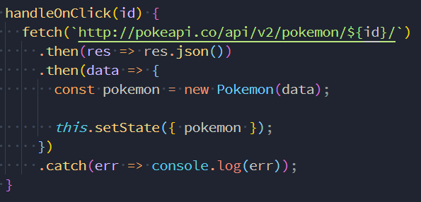 Image of the handleOnClick function