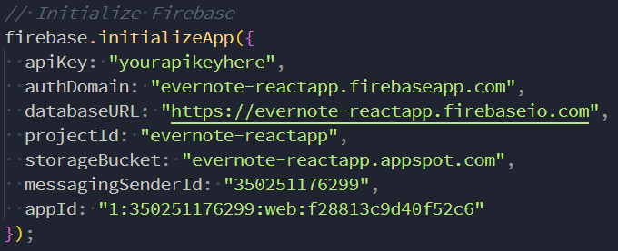 Image of firebase initalization