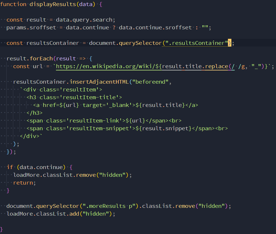 Image of function display results