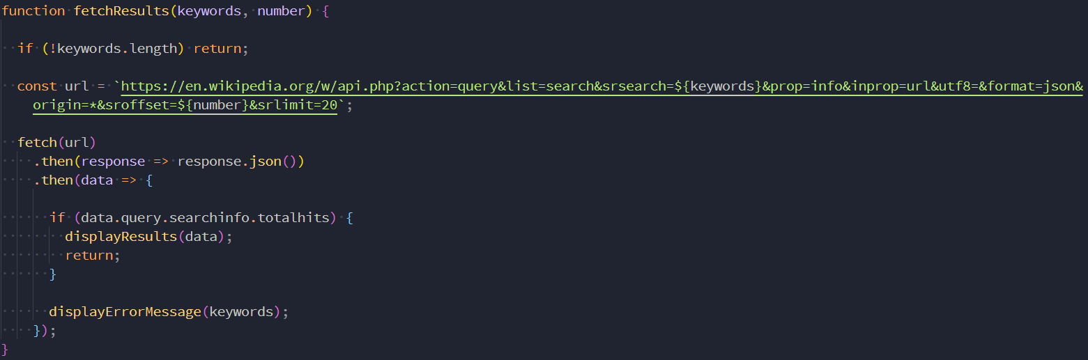 Image of function fetch results