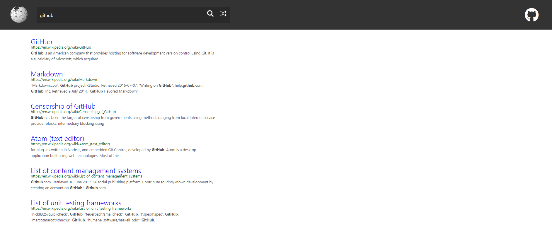 Image of wikipedia api app